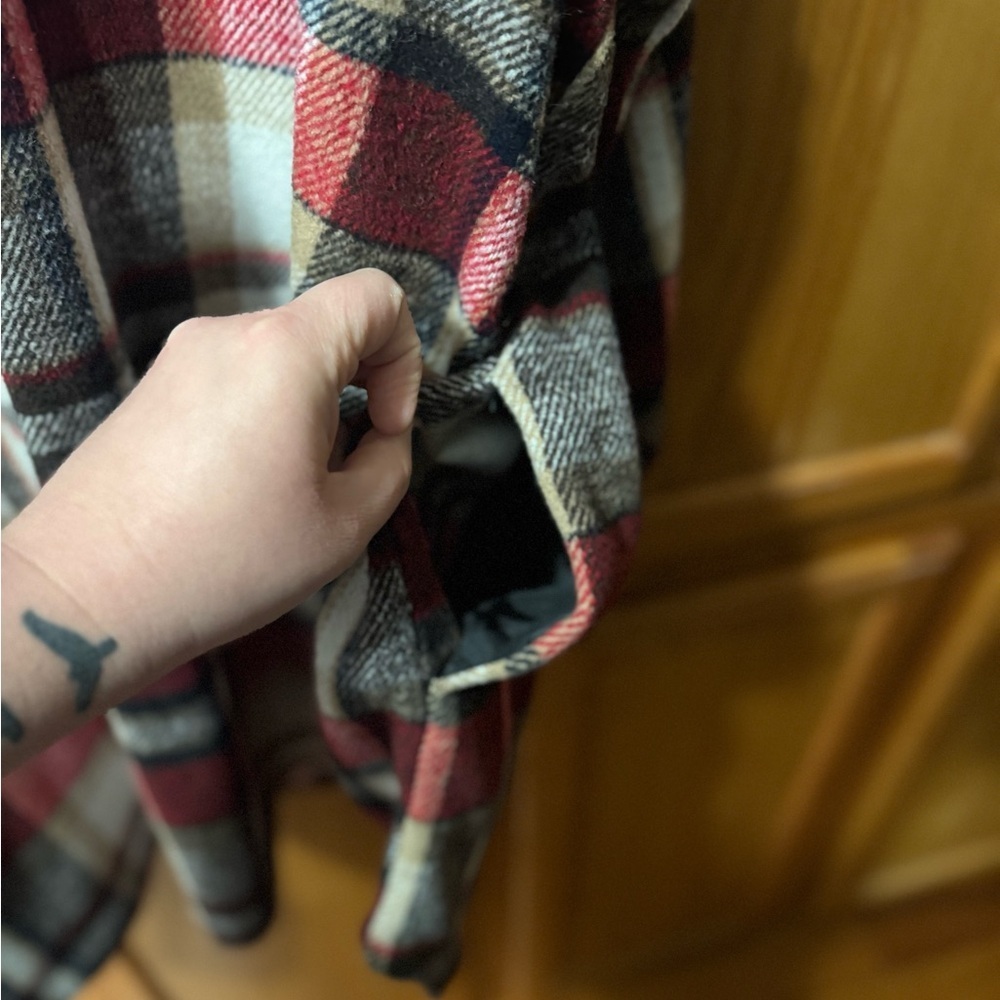 Maurices Red and Black Plaid Flannel Shacket - Picture 7 of 9